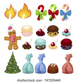 A set of items for games on the theme of New Year and Christmas.