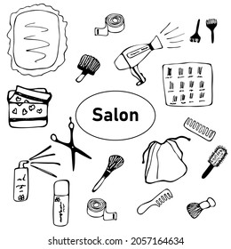 
A set of items for a hairdressing salon. Isolated objects on a white background.
