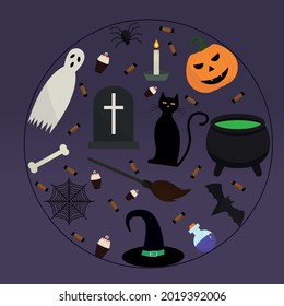 Set of items for halloween.