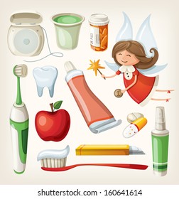 Set of items for keeping your teeth healthy