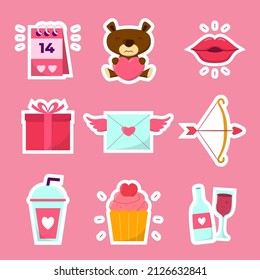 Set of items for the lover in valentine day concept, love element drawing cartoon  style, flat design vector illustration