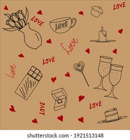 set of items for lovers for wedding and other holidays vector illustration