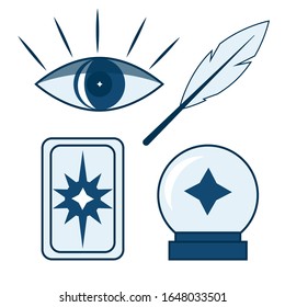 A set of items for magic. Illustration on the theme of spiritualism. Great for decorating items, packaging, wallpaper, paper.