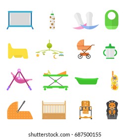 A set of items for newborns isolated on white background. Vector illustration