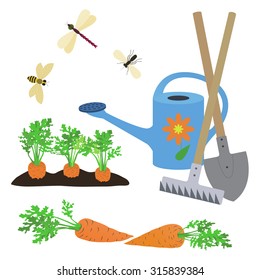 Set of items on the topic of gardening.Vector illustration