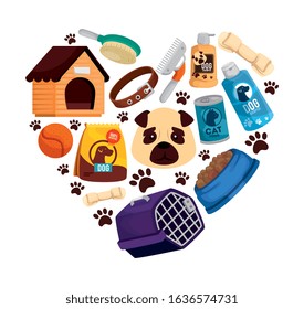 set items pet shop icons vector illustration design