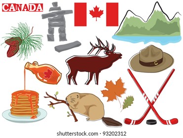 A set of items related to Canada