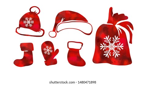 A set of items for Santa Claus. Vector illustration