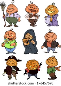 Set of Jack O Lantern figures