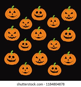 Set of Jack o' Lantern Illustration, cute character with different expression