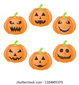 Set of Jack o' Lantern Illustration, cute character with different expression