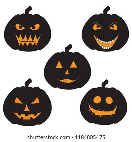 Set of Jack o' Lantern Illustration, cute character with different expression