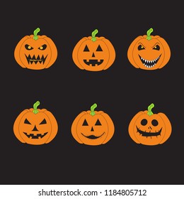 Set of Jack o' Lantern Illustration, cute character with different expression