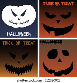 Set of jack o' lanterns on colored backgrounds. Vector illustration