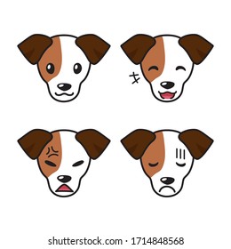 Set of jack russell terrier dog faces showing different emotions for design.