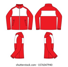 Set Jacket Design Vector With Red/White Colors.