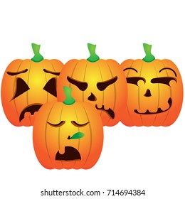 Set of jack-o-lanterns on a white background, Vector illustration