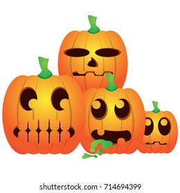 Set of jack-o-lanterns on a white background, Vector illustration