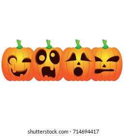 Set of jack-o-lanterns on a white background, Vector illustration
