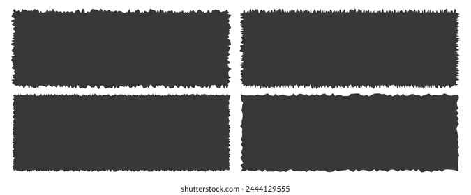Set of jagged edge, ripped paper rectangle banner vector illustration