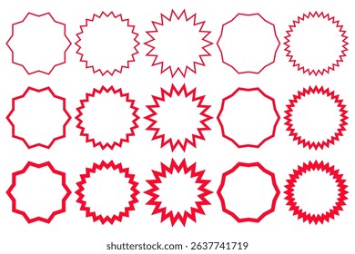 Set of jagged frame material with red edges.