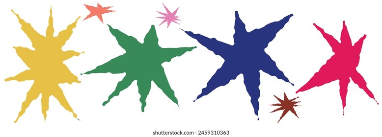 Conjunto de estrellas irregulares dentadas. Recorte de papel para collages. Grunge Elementos para el diseño. Ilustración vectorial. aislado sobre un fondo blanco.  EPS 10