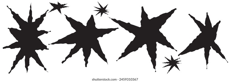 Set of jagged irregular stars shape. Cut out of paper for collages. Grunge elements for design. Vector  illustration. isolated on a white background.  EPS 10