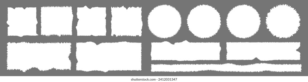 Set of jagged, piece, shred strip, ripped papers silhouettes vector illustration	