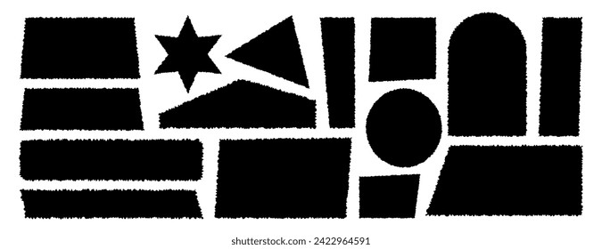 Set of jagged, piece, shred strip, ripped papers shapes silhouettes vector illustration
