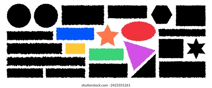 Set of jagged, piece, shred strip, ripped papers shapes vector illustration