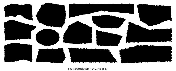 Set of jagged, piece, shred strip, ripped papers shapes vector illustration