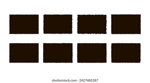 Set of jagged rectangle paper piece  backgrounds. Grunge header shapes, stickers, collage elements note paper, black ripped sheets vector illustration. Silhouette blank for card, poster, flyer 