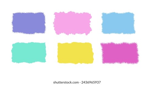 Set of jagged rectangle paper piece  backgrounds. Grunge header shapes, stickers, collage elements note paper, black ripped sheets vector illustration. Silhouette blank for card, poster, banner 