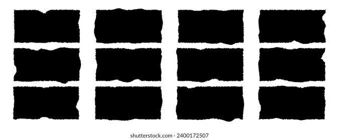 Set of jagged rectangle, torn paper frames vector illustration