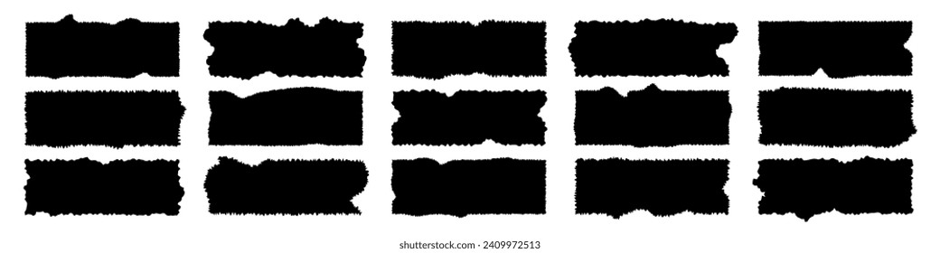 Set of jagged rectangle, torn paper frames vector illustration