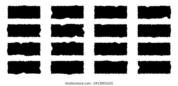 Set of jagged rectangle, torn paper frames vector illustration	