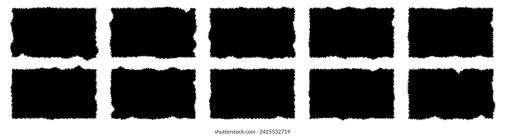 Set of jagged rectangle, torn paper banners vector illustration	