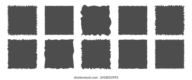 Set of jagged square, torn paper banners vector illustration	