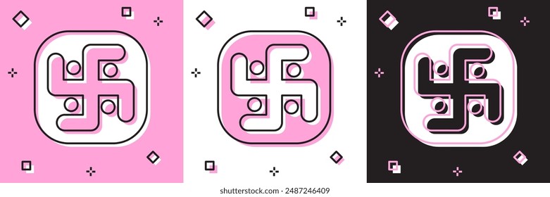 Set Jainism icon isolated on pink and white, black background.  Vector Illustration
