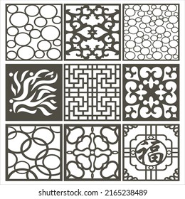 Set of jali and laser cutting design