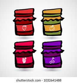 Set of jam grunge bottles