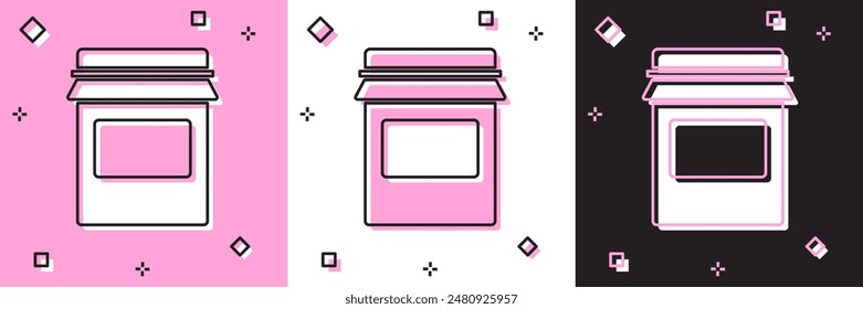 Set Jam jar icon isolated on pink and white, black background.  Vector