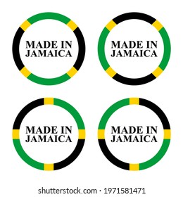 set of jamaica flag. made in jamaica. logo, print, symbol, seal. isolated on white background
