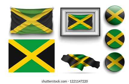 set of jamaica flags collection isolated on white