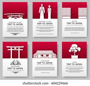 Set of Japan country ornament illustration concept. Art traditional, book, poster, abstract, ottoman motifs, element