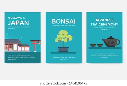 Set of Japan country ornament travel tour concept. Asia traditional, magazine, book, poster, abstract, element. Vector decorative ethnic greeting card or invitation design 