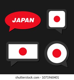 Set of Japan flag in dialogue bubble
