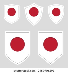 Conjunto de bandera de Japón en marco de forma de escudo