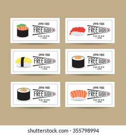 Set Of Japan Food Voucher Template Design