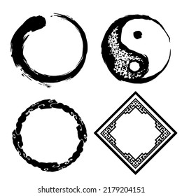 Set of japan frames for decoration. Ideas for decoration. Eastern motives.